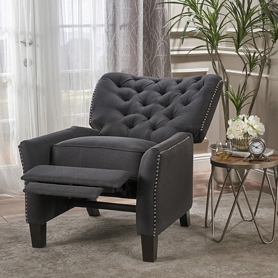 Carlyle Tufted Back Fabric Recliner Armchair